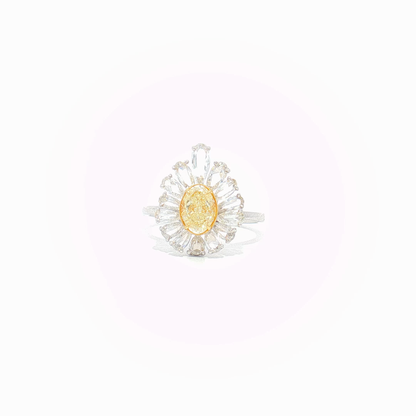 Fancy Vivid Yellow Diamond Floral Halo Engagement Ring in White Gold Regard Jewelry Austen Texas