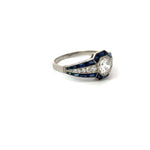 Load image into Gallery viewer, Estate Platinum Diamond Ring With Center Diamind and Sapphire Accents Regard Jewelry Austin Texas
