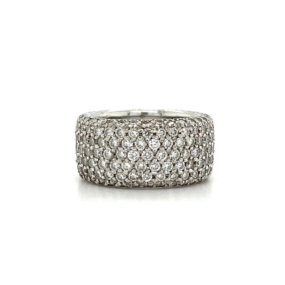 18K WG 7 Row 10mm Pave 4tcw Diamond Band Ring at Regard