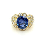 Load image into Gallery viewer, 18K YG 4.64ct Oval Ceylon Sapphire GIA &amp; 3.22tcw Diamond

