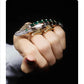 ELIE TOP Crocodile 6.53tcw Emerald GIA Minor & 2.00tcw Diamond Cuff Ring Regard Jewelry Austin Texas