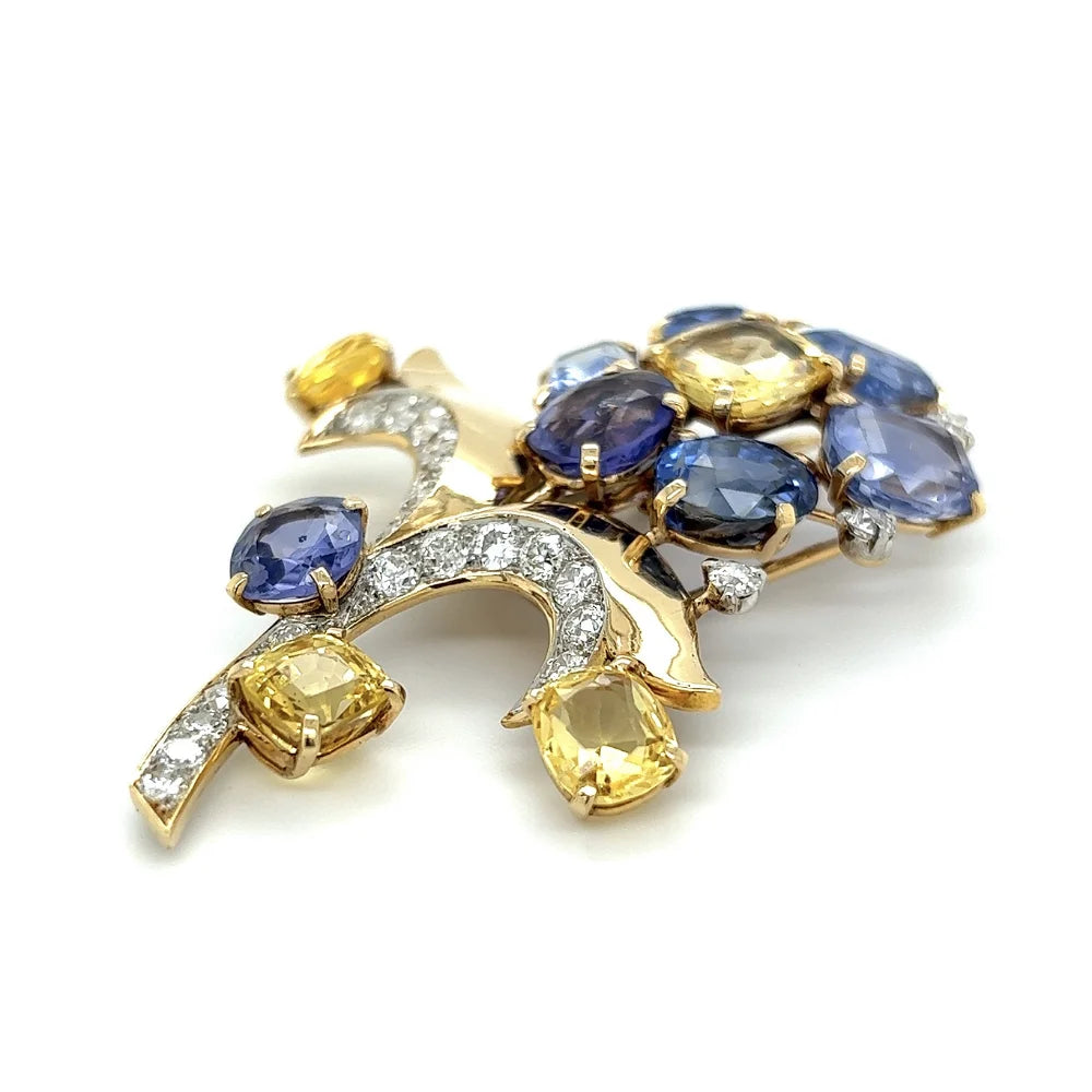 Cartier Sapphire and Diamond Flower Brooch Regard Jewelry Austin Texas