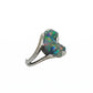 18K WG Amazing Freeform 4.25 Black Opal Red, Green, Blue Split Shank Ring Regard Jewelry Austin Texas