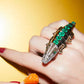 ELIE TOP Crocodile 6.53tcw Emerald GIA Minor & 2.00tcw Diamond Cuff Ring Regard Jewelry Austin Texas
