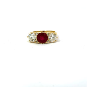 1.78ct Burma Ruby Victorian Ring with Diamond Accents