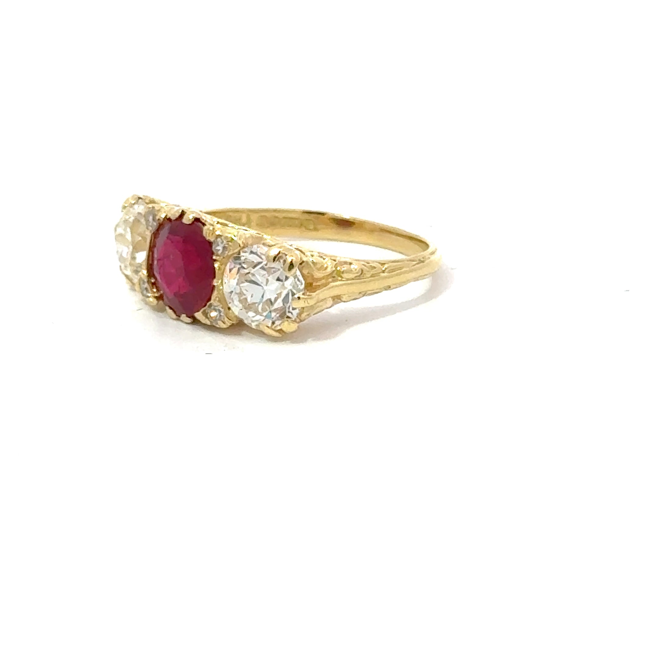 1.78 CT Burma Ruby Victorian Ring With Side European Cut Diamonds Regard Jewelry Austin Texas