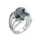 18K WG Amazing Freeform 4.25 Black Opal Red, Green, Blue Split Shank Ring Regard Jewelry Austin Texas