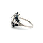 Load image into Gallery viewer, Platinum 1.01ct Diamond, 1.56tcw Sapphire &amp; 1.30tcw Baguette ring Regard Jewelry Austin, Texas
