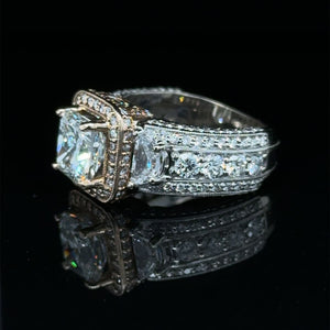 3.01 ct Princess Cut Diamond Engagement Ring 14k Rose