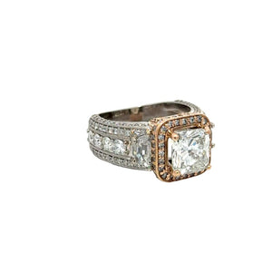 3.01 ct Princess Cut Diamond Engagement Ring 14k Rose