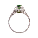 Load image into Gallery viewer, Platinum Art Deco 1.13ct Round Demantoid Garnet GIA &amp; Diamond Ring Regard Jewelry Austin Texas
