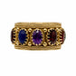 14K YG Etruscan Gemstone & Granulation Eternity 12.5mm Band Ring 10.0g, s10.25 Amethyst, Lapis, Citrine, Jade, Garnet, Coral Regard Jewelry Austin Texas