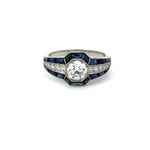 Load image into Gallery viewer, Estate Platinum Diamond Ring With Center Diamind and Sapphire Accents Regard Jewelry Austin Texas
