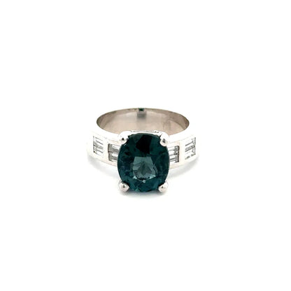Platinum Tourmaline & Baguette Diamond Ring | Regard Jewelry Austin Texas