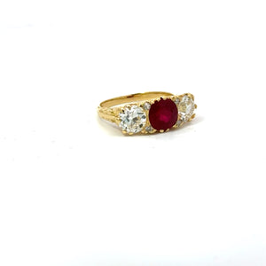 1.78 CT Burma Ruby Victorian Ring With Side European Cut Diamonds Regard Jewelry Austin Texas