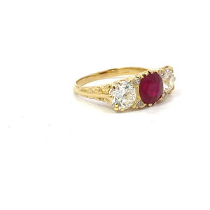 1.78 CT Burma Ruby Victorian Ring With Side European Cut Diamonds Regard Jewelry Austin Texas