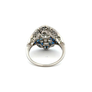 Platinum 1.01ct Diamond, 1.56tcw Sapphire & 1.30tcw Baguette ring Regard Jewelry Austin, Texas