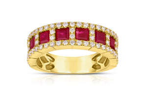 Ruby and Diamond Ring in Detailed Vintage-Inspired Setting