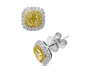 Yellow Diamond Studs in 18k White Gold Regard Jewelry Austin, Texas