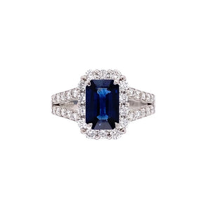 Platinum 1.47tcw Emerald Cut Sapphire & .72tcw Diamond Ring Regard Jewelry Austin Texas