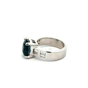 Platinum Tourmaline & Baguette Diamond Ring | Regard Jewelry Austin Texas
