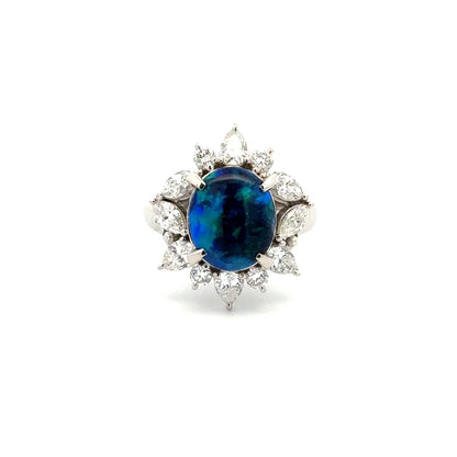 Platinum 2.88ct Black Opal & 1.11tcw Marquis & RBC Diamond Ring 10.3g Regard Jewelry Austin Texas