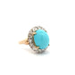 14K 2tone 7.58ct Cabochon Sleeping Beauty Turquoise & .16tcw SC Diamond Ring 6.5g Regard Jewelry Austin Texas