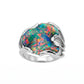 18K WG Amazing Freeform 4.25 Black Opal Red, Green, Blue Split Shank Ring Regard Jewelry Austin Texas