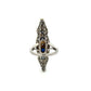 Platinum & Gold Art Deco Marriage Diamond, Sapphire Navette Ring Regard Jewelry Austin Texas