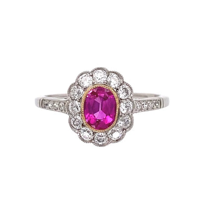 Platinum Art Deco .60ct GIA Purplish Pink Sapphire & .32tcw Diamond Ring Regard Jewelry Austin Texas