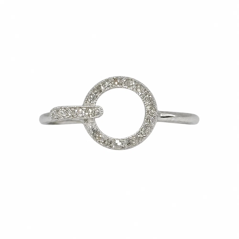 Platinum on 14K Art Deco French .17tcw OEC Diamond Stick Pin Ring 2.0g Regard Jewelry Austin Texas