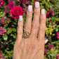 18K YG 1ct Moonstone & .03tcw Diamond Open Work Dome Ring 6.9g Regard Jewelry Austin Texas