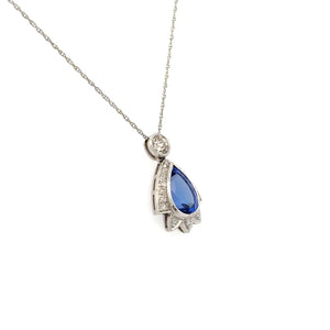 18K WG 2ct Pear Tanzanite, .35ct OEC & .17tcw Diamond Necklace 16" Regard Jewelry Austin Texas