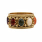 14K YG Etruscan Gemstone & Granulation Eternity 12.5mm Band Ring 10.0g, s10.25 Amethyst, Lapis, Citrine, Jade, Garnet, Coral Regard Jewelry Austin Texas