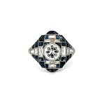 Load image into Gallery viewer, Platinum 1.01ct Diamond, 1.56tcw Sapphire &amp; 1.30tcw Baguette ring Regard Jewelry Austin, Texas
