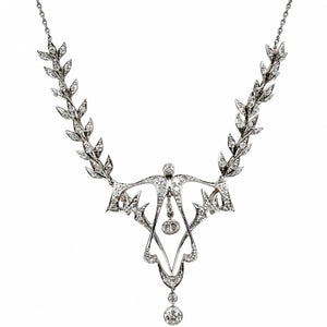 Platinum on 18K Edwardian 1.35tcw OEC Diamond Lacey Necklace 17.7g Regard Jewelry Austin Texas
