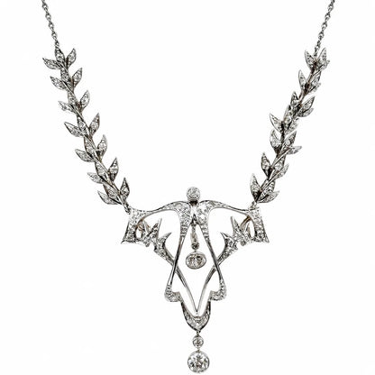 Platinum on 18K Edwardian 1.35tcw OEC Diamond Lacey Necklace 17.7g Regard Jewelry Austin Texas
