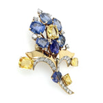 Load image into Gallery viewer, Cartier Sapphire and Diamond Flower Brooch Regard Jewelry Austin Texas
