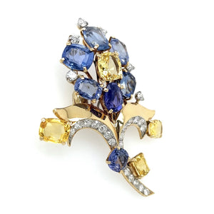 Cartier Sapphire and Diamond Flower Brooch Regard Jewelry Austin Texas