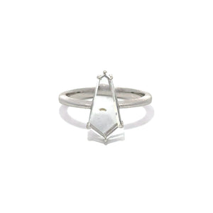 Portrait-Cut Diamond Engagement Ring 18K White Gold