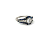 Load image into Gallery viewer, Estate Platinum Diamond Ring With Center Diamind and Sapphire Accents Regard Jewelry Austin Texas
