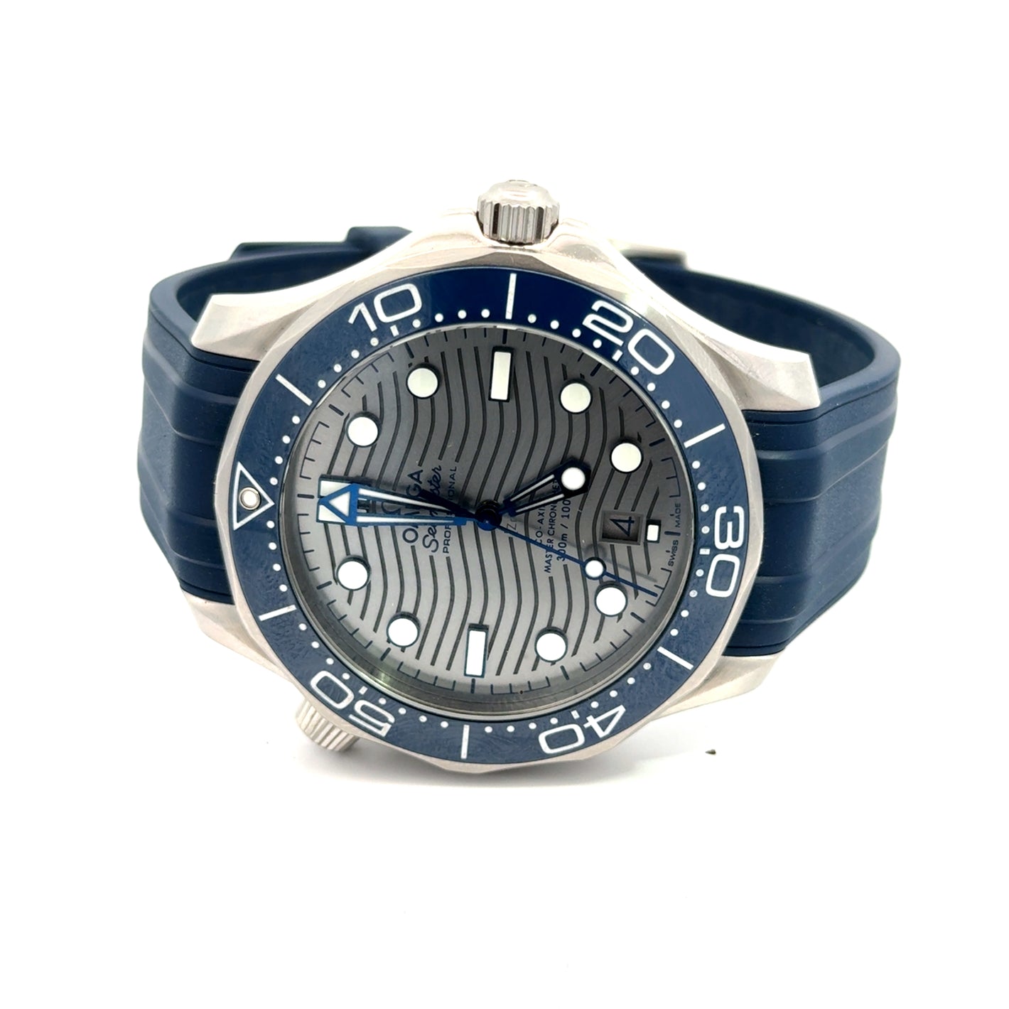 OMEGA Seamaster Diver 300M Co-Axial Master Chronometer Blue Rubber Strap Watch 42mm Regard Jewelry Austin Texas