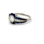 Load image into Gallery viewer, Estate Platinum Diamond Ring With Center Diamind and Sapphire Accents Regard Jewelry Austin Texas
