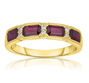 Ruby and Diamond Halo Ring in 18K Yellow Gold Finish