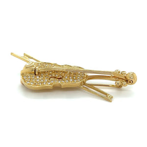 18K Yellow Gold Pave Diamond Violin Brooch | Regard Jewelry Austin Texas