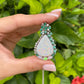 18K White Gold Opal, Emerald & Diamond Pendant