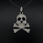 Load image into Gallery viewer, 18K WG 1.65tcw Pave Diamond Skull &amp; Cross Bones Pendant Regard Jewelry Austin Texas
