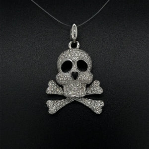 18K WG 1.65tcw Pave Diamond Skull & Cross Bones Pendant Regard Jewelry Austin Texas