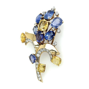 Cartier Sapphire and Diamond Flower Brooch Regard Jewelry Austin Texas