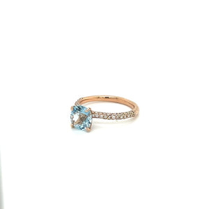 Aqua and Diamond Ring on 14k Rose Gold at Regard Jewelry in